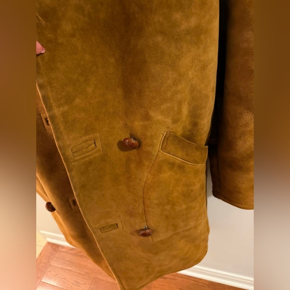 Vintage Real Sheepskin Shearling Coat Size 34 Camel Brown Winter Jacket - Picture 4 of 6